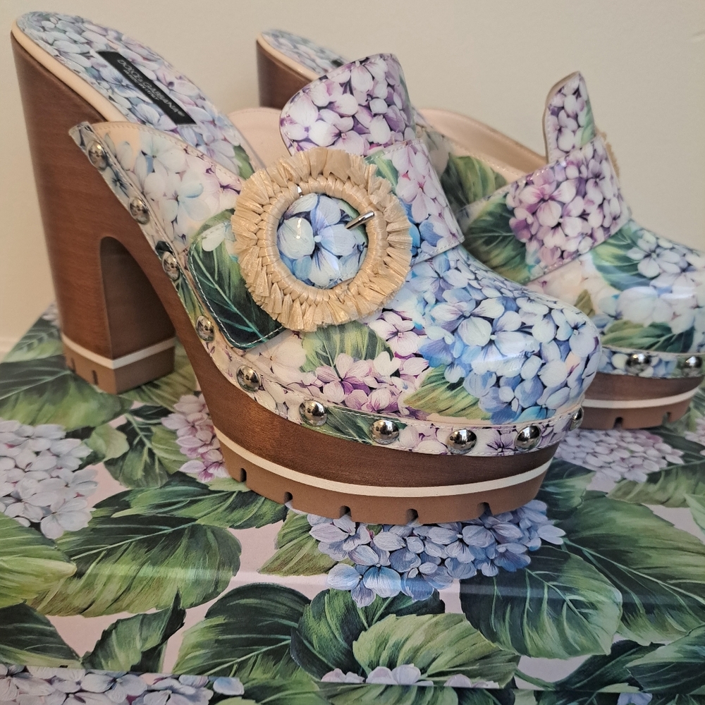 DOLCE & GABBANA floral, Ortensia platform mules/clogs